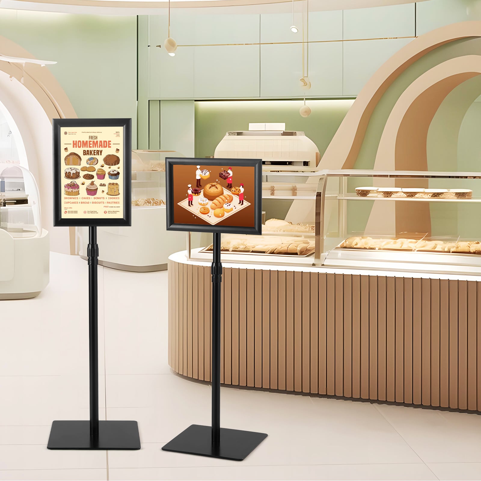 A4 Infoständer 2er-Pack stehender präsentationsständer mit beschwertem Sockel Robuster Metallrahmen Schwarz A4 Infoständer 2er-Pack stehender präsentationsständer mit beschwertem Sockel Robuster Metallrahmen Schwarz von Costway