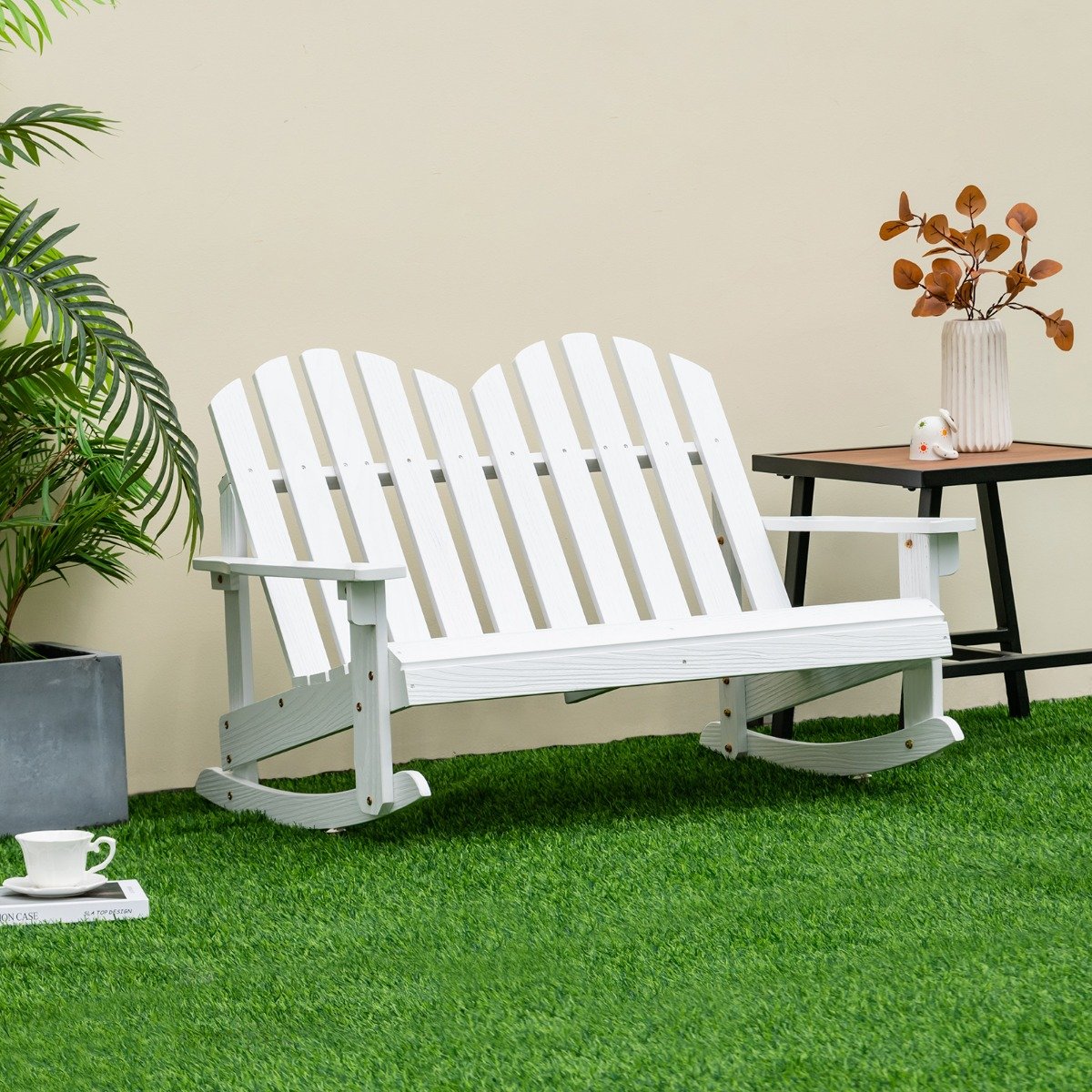 Adirondack-Schaukelstuhl für Kinder 2-Sitzer Gartensessel aus Holz 99,5 x 70 x 68 cm Weiß Adirondack-Schaukelstuhl für Kinder 2-Sitzer Gartensessel aus Holz 99,5 x 70 x 68 cm Weiß von Costway