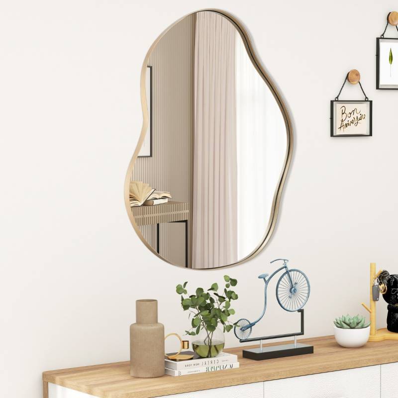 Asymmetrischer Wandspiegel mit Premium-Rückwand Unregelmäßig Geformter Wandspiegel 78 x 56,5 cm von Costway