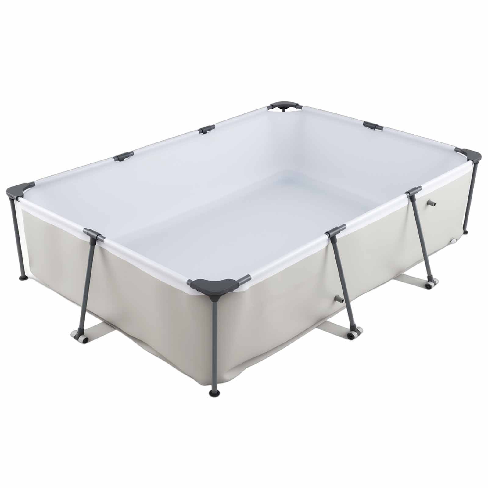 Aufstellpool Rechteckiger Großer Swimmingpool mit Filterpumpe Kartusche und Metallrahmen 300 cm x 207 cm x 66 cm Grau Aufstellpool Rechteckiger Großer Swimmingpool mit Filterpumpe Kartusche und Metallrahmen 300 cm x 207 cm x 66 cm Grau von Costway