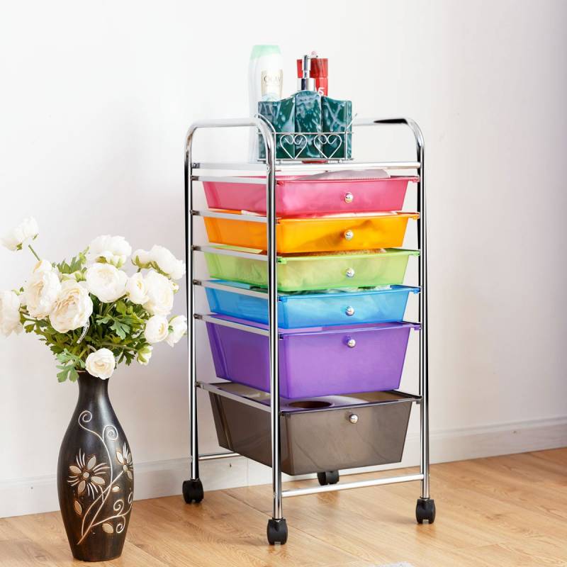 Bad Rollwagen Rollcontainer mit Schubladen Mehrfarbig 37 x 74 x 32 cm PP-Material von Costway