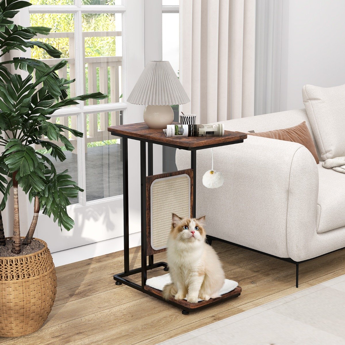 Beistelltisch mit Sisal-Kratzbrett 4 in 1 Katzenmöbel Katzenkratzer mit abnehmbarem Kissen & Ball 50 x 30 x 64 cm Rustikales Braun Beistelltisch mit Sisal-Kratzbrett 4 in 1 Katzenmöbel Katzenkratzer mit abnehmbarem Kissen & Ball 50 x 30 x 64 cm Rustikales Braun von Costway