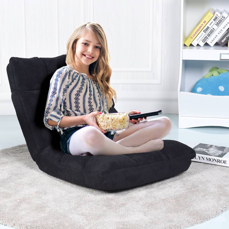 Bodenstuhl Faltbares Lazy Sofa Faul Tatami Bodenkissen Schwarz/Grau/Kaffeebraun-Schwarz von Costway