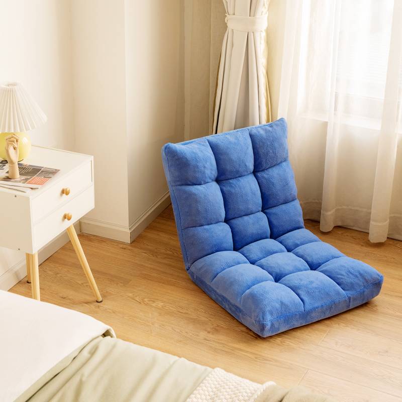 Bodenstuhl verstellbar Bodensessel mit Rückenlehne Bodenkissen 105 x 56 x 15 cm Blau von Costway