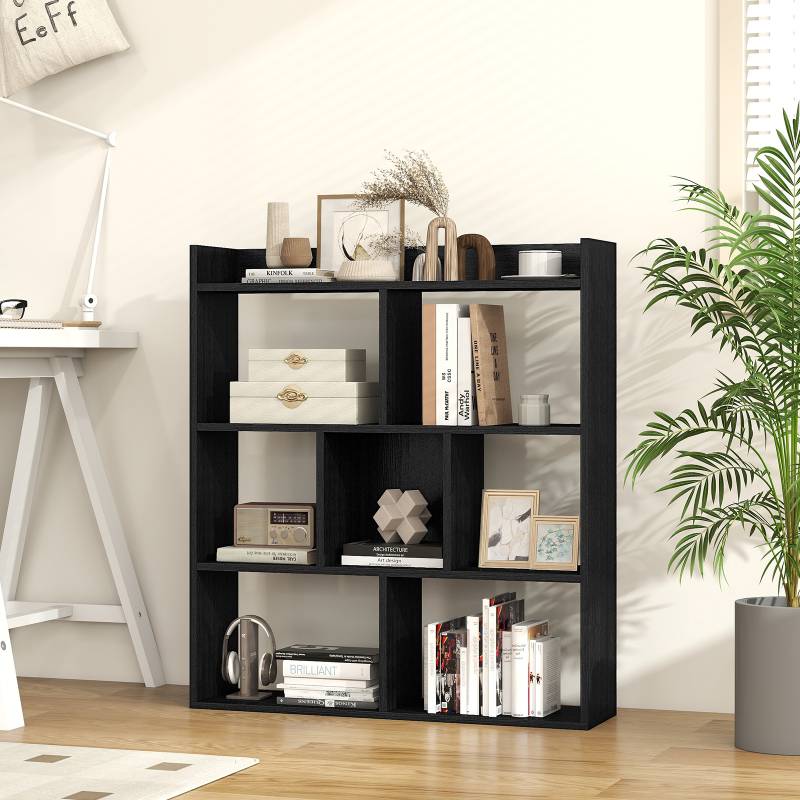 Bücherregal mit 7 Würfeln Standregal Würfelregal Aufbewahrungsregal 80 x 20 x 90 cm Schwarz von Costway