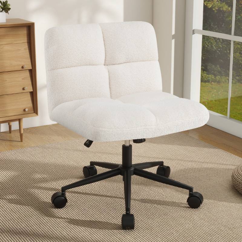 Bürostuhl ohne Armlehnen Schreibtischstuhl mit breitem Sitz 160 kg belastbar für Heimbüro Beige von Costway