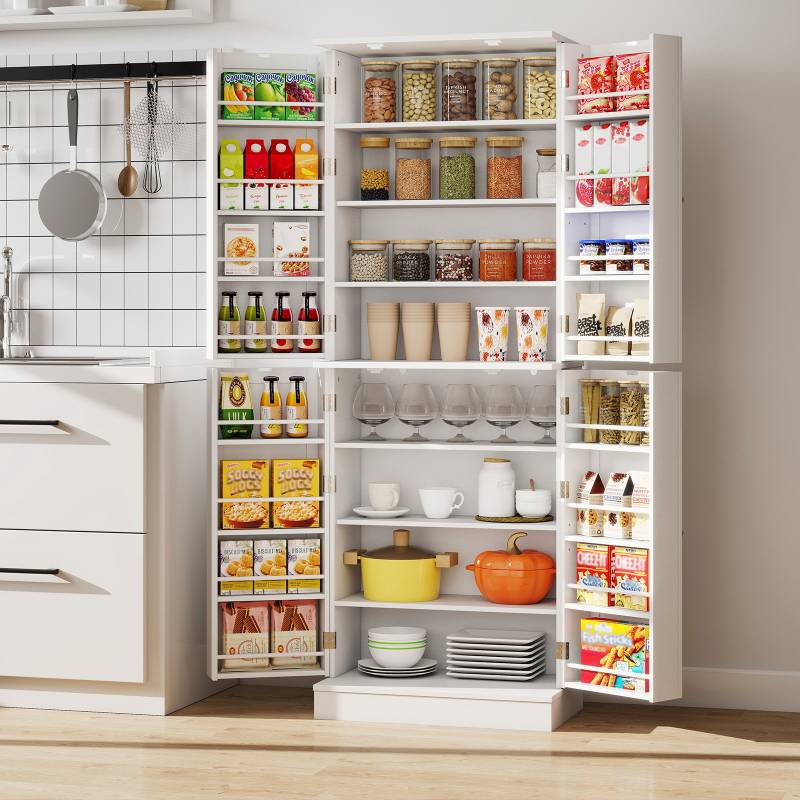 Buffetschrank mit 16 Türregalen & 6 Verstellbaren Regalen Lagerschrank Küchenschrank Weiß von Costway