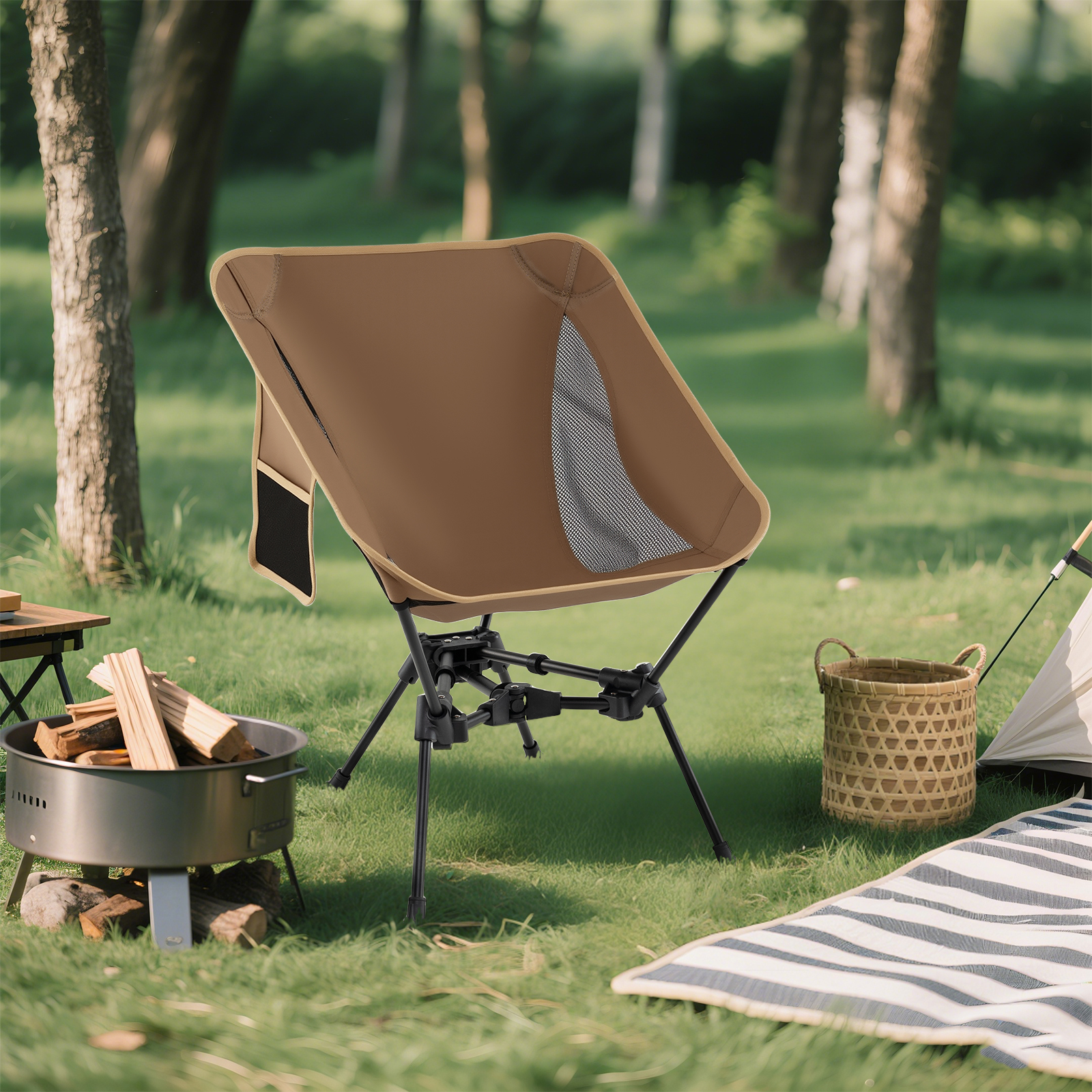 Campingstuhl faltbar ultraleichter Klappstuhl mit Seitentasche klappbarer Angelstuhl 150 kg Tragfähigkeit Campingstuhl faltbar ultraleichter Klappstuhl mit Seitentasche klappbarer Angelstuhl 150 kg Tragfähigkeit von Costway