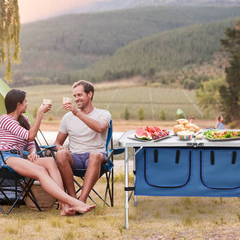 Campingtisch mit Großem Stauraum Reiseküche Alu Klapptisch Gartentisch Dunkelblau Campingtisch mit Großem Stauraum Reiseküche Alu Klapptisch Gartentisch Dunkelblau von Costway