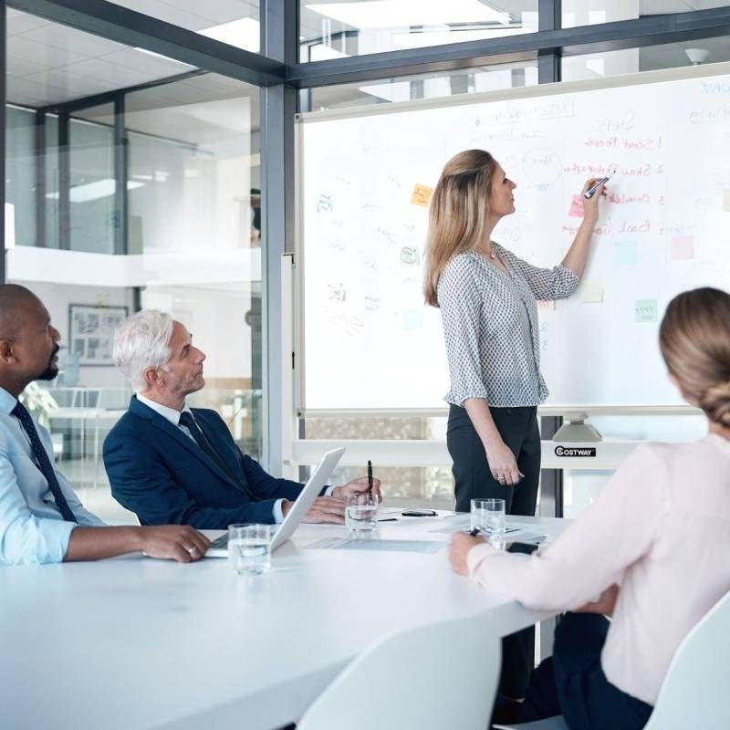 Doppelseitiges magnetisches mobiles Whiteboard verstellbare  trocken abwischbare Tafel auf Rädern Weiß von Costway