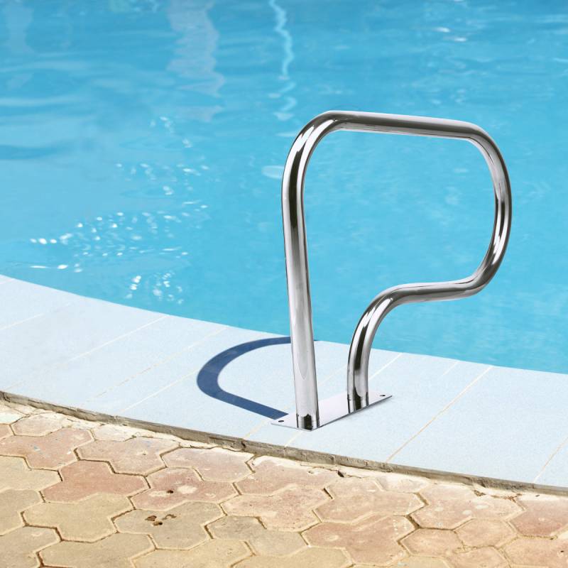 Edelstahl 304 Pool-Handlauf Schwimmbad Leiter Handlauf Einstiegsleiter mit Bodenplatte von Costway