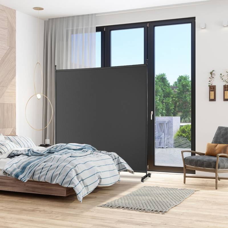 Einzelner Raumteiler mit einem Panel Breiter Sichtschutz 184 x 30 x 184 cm-Schwarz von Costway