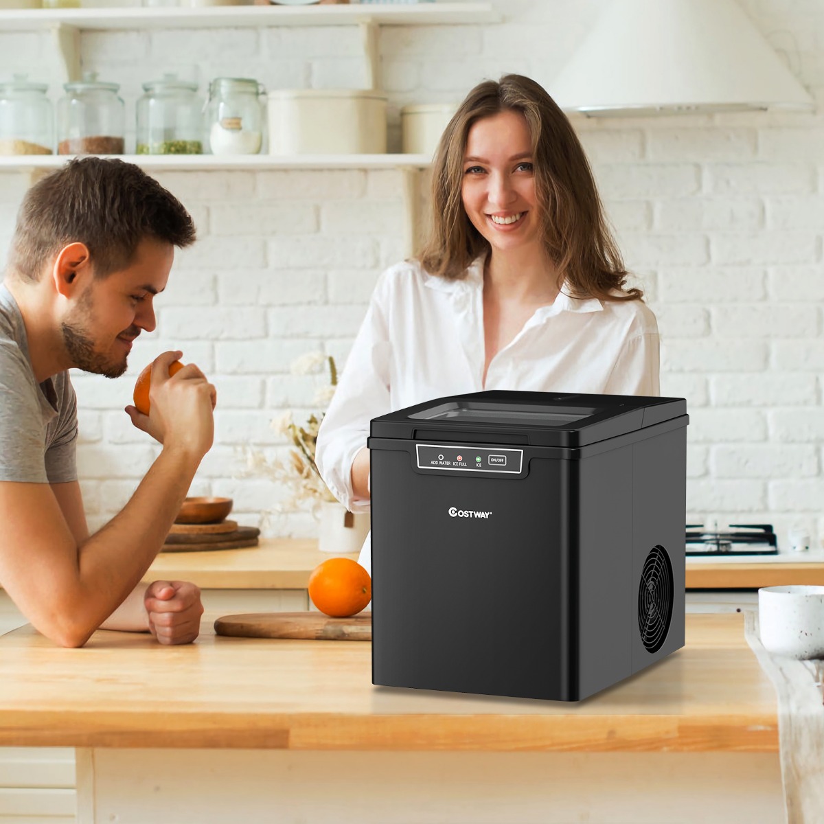 Eiswürfelmaschine Eiswürfelbereiter inkl. Eiswürfelschaufel 1,85 L Wassertank 35 x 25 x 29,5 cm Schwarz Eiswürfelmaschine Eiswürfelbereiter inkl. Eiswürfelschaufel 1,85 L Wassertank 35 x 25 x 29,5 cm Schwarz von Costway