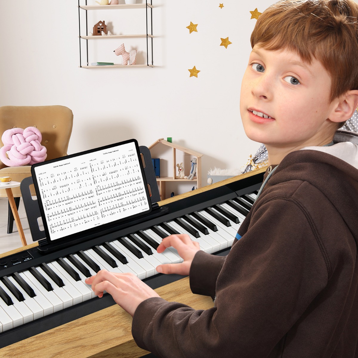 Elektronisches Keyboard 88 Tastatur Elektroklavier Digitale Keyboard Musikinstrument Set von Costway