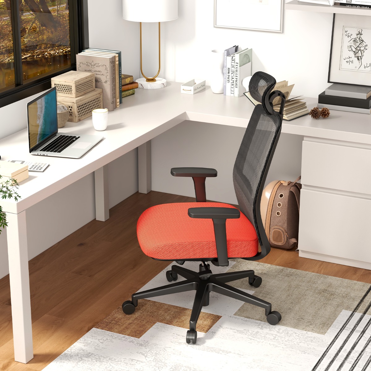 Ergonomischer Bürostuhl mit Rückenlehne & Lendenstütze & komfortabler 3D-Kopfstütze bis 180 kg von Costway