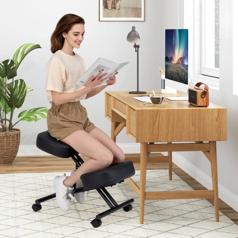 Ergonomischer Kniehocker mit Schrägem Sitz zur Schmerzlinderung Orthopädischer Bürostuhl von Costway