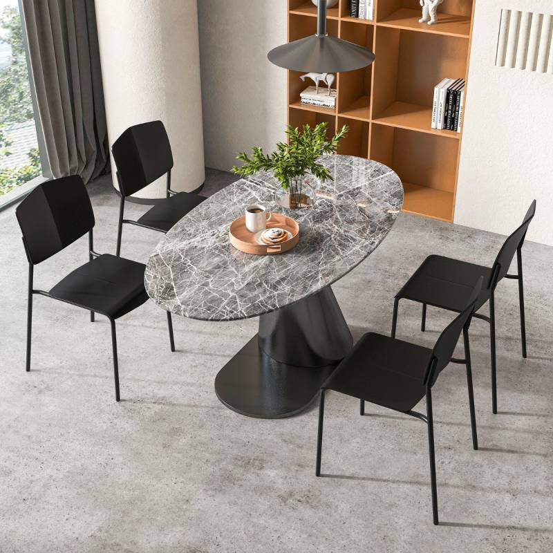 Esszimmerstuhl-Set aus 4 Stühlen Küchenstühle mit Rückenlehne stapelbare Küchensessel Schwarz von Costway