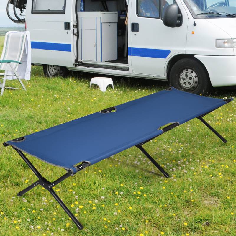Feldbett Campingbett Metallrahmen Faltbar Klappbett Belastbar bis 135 kg 190 x 67 x 42 cm Blau von Costway