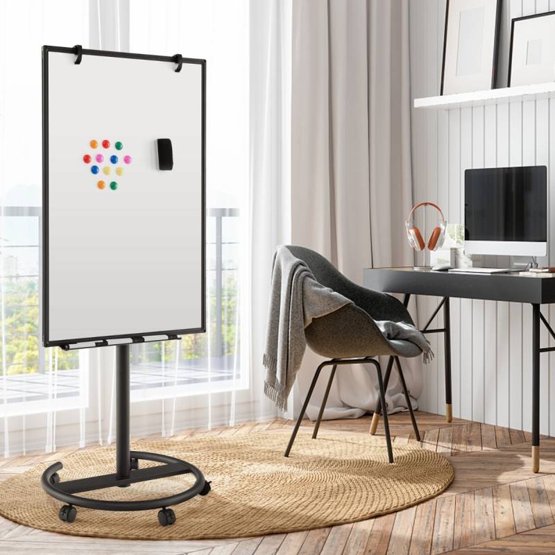 Flipchart Ständer auf Rollen mit Magneten & Markern Whiteboard Höhenverstellbar bis 192 cm von Costway