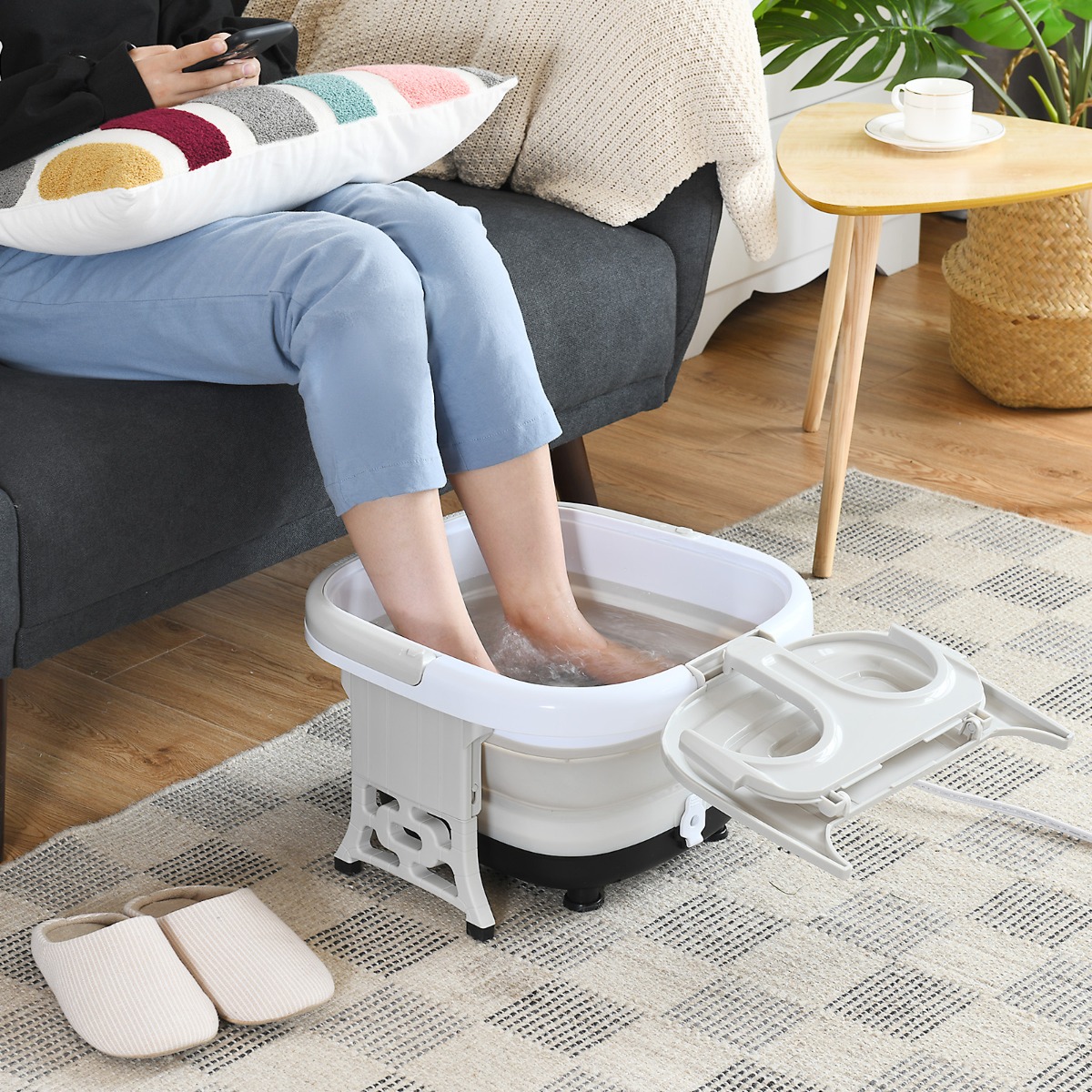 Fußbad-Massagegerät Fußbad-Whirlpool mit regelbarer Heiztemperatur 42 x 40 x 24 cm Grau von Costway