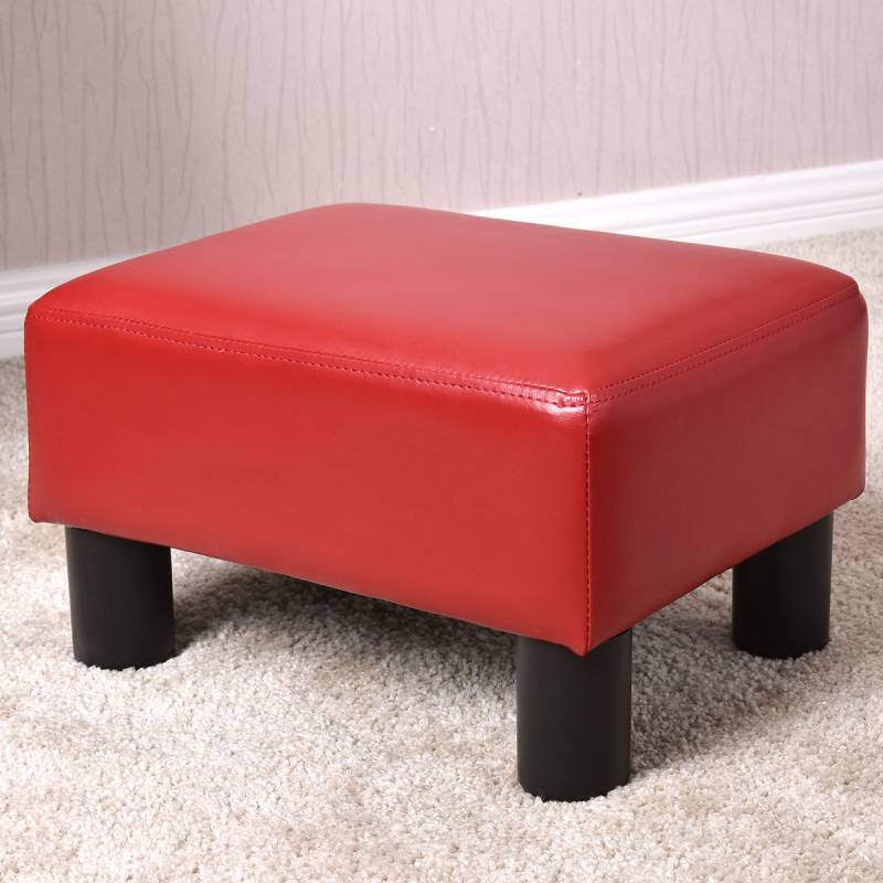 Fußhocker Sitzhocker Fußbank Fußschemel Fußstütze Fußauflage Polsterhocker PU 40 x 30 x 24cm-rot von Costway