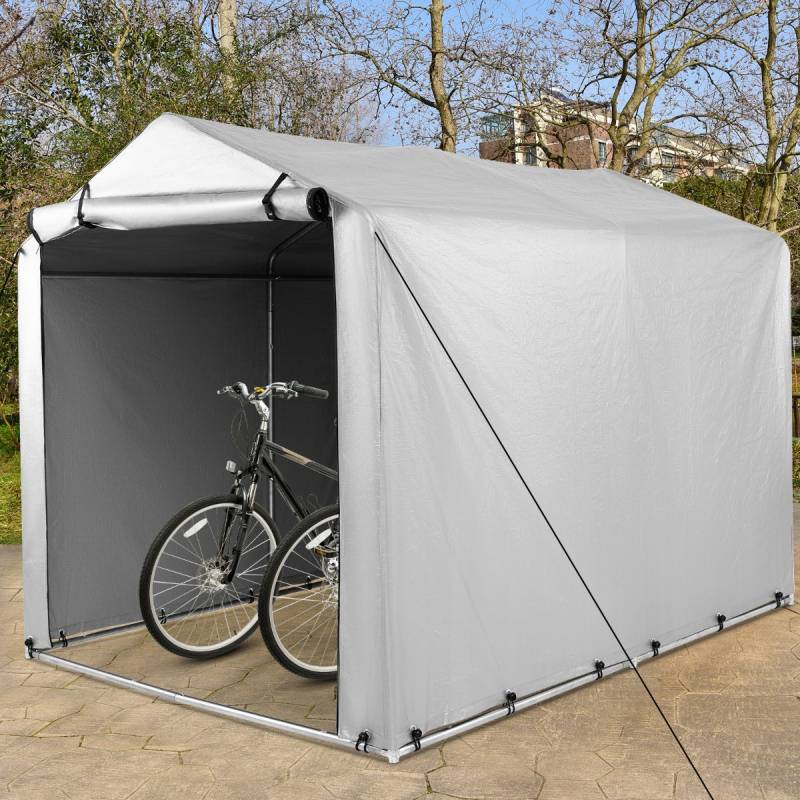 Garagenzelt 160 x 218 x 164 cm Gerätehaus Wasserdicht mit Metallrahmen Grau von Costway