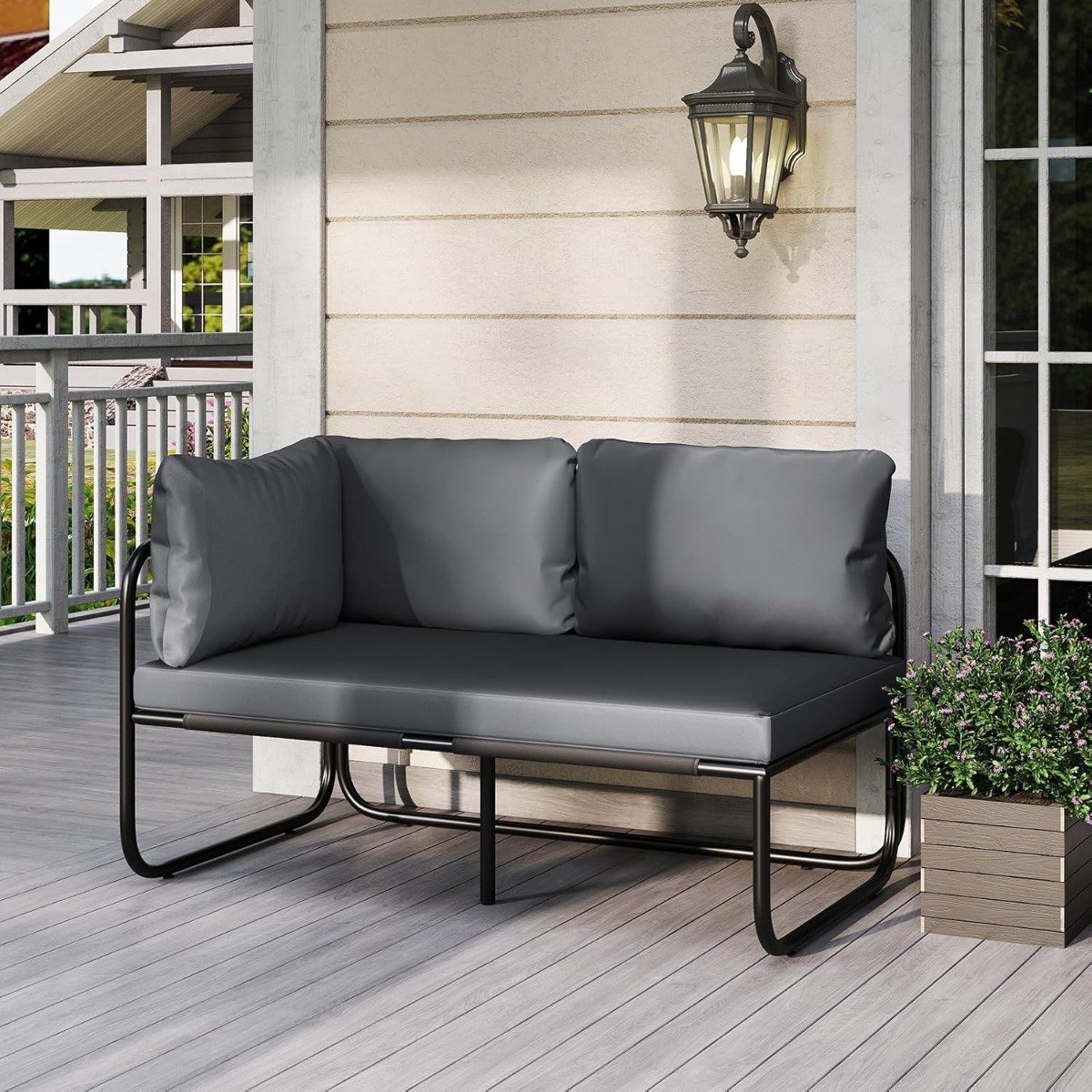Garten Lounge Sofa Lounge Möbel Outdoor Gartensofa mit Kissen 2-Sitzer Gartenlounge Gartenmöbel Grau Garten Lounge Sofa Lounge Möbel Outdoor Gartensofa mit Kissen 2-Sitzer Gartenlounge Gartenmöbel Grau von Costway