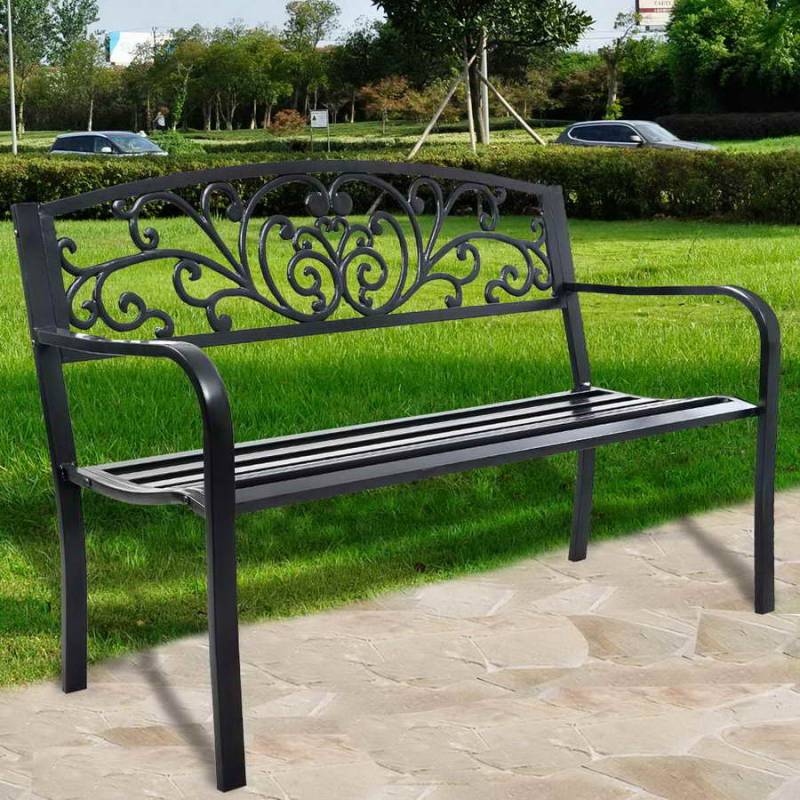 Gartenbank Schaukel Parkbank Gartenmöbel Stizbank Biergarten Gusseisen 127 x 60 x 85 cm von Costway