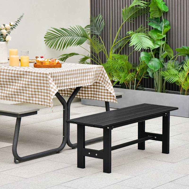 Gartenbank für 2 Personen mit Lattensitz bis 300kg belastbar 120 x 36 x 40,5 cm Schwarz von Costway