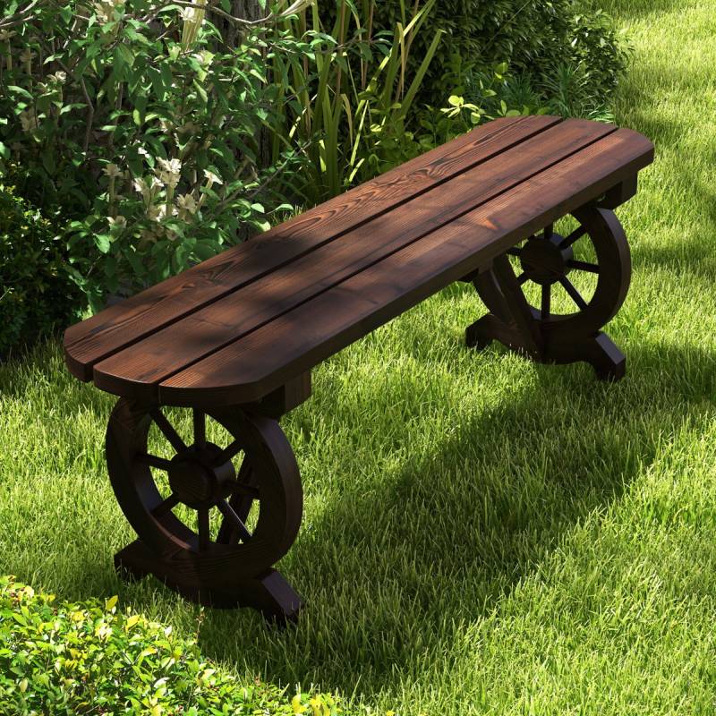 Gartenbank ohne Rückenlehne wetterfeste Sitzbank Holzbank für 2-3 Sitzer bis 325 kg belastbar von Costway