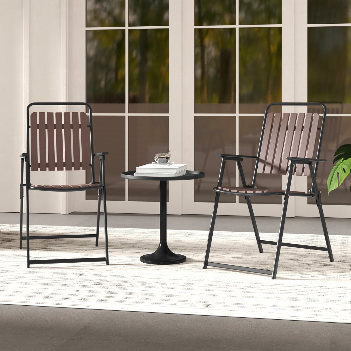 Gartenstühle 2er Set Klappstühle mit Sitz und Rückenlehne aus PP wetterfeste Balkonstühle bis 180 kg belastbar Kaffee Gartenstühle 2er Set Klappstühle mit Sitz und Rückenlehne aus PP wetterfeste Balkonstühle bis 180 kg belastbar Kaffee von Costway
