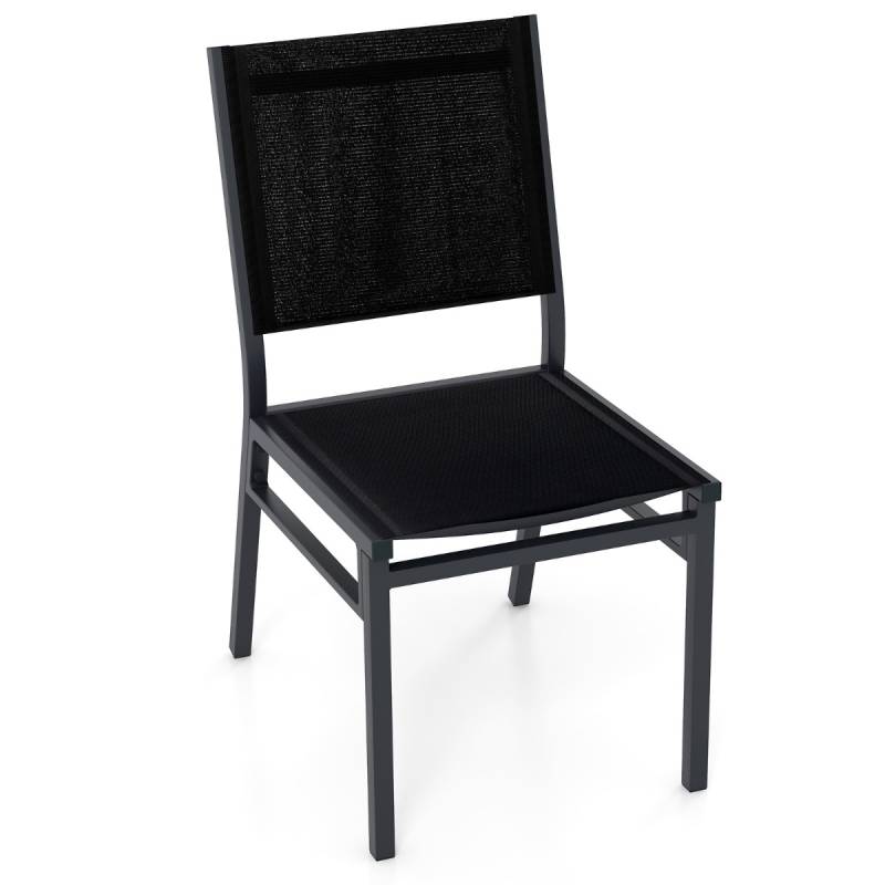 Gartenstuhl Alu wetterfester Terrassenstuhl mit atmungsaktivem Sitz und Rückenlehne 60 x 45 x 87 cm Schwarz von Costway