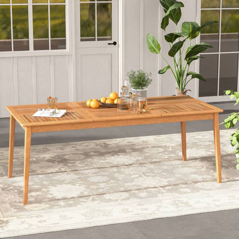 Gartentisch Akazienholz 200 x 90 cm großer Terrassentisch für 8 Personen Natur von Costway