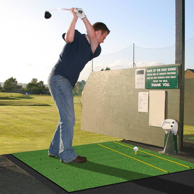 Golf Schlagmatte 2 Gummi Tees & 2 Ausrichtungsstäbe & 6 Abschlagpositionen 152 x 117 cm Dicke 32 mm von Costway