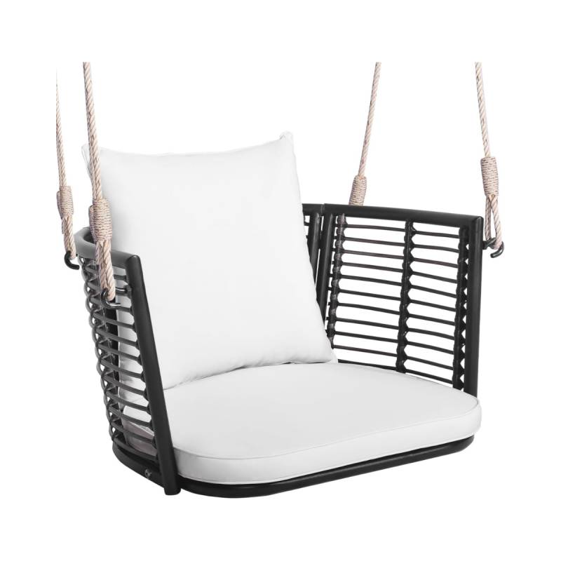 Hängesessel Rattan bis 180kg belastbar Hängesitz mit Kissens & Metallrahmen Weiß von Costway