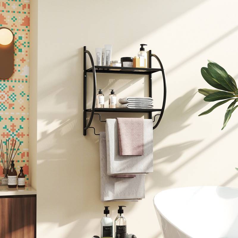Handtuchhalter Badezimmer Wand Handtuchhalter Badregal 45 x 25,5 x 55 cm Metall Schwarz Handtuchhalter Badezimmer Wand Handtuchhalter Badregal 45 x 25,5 x 55 cm Metall Schwarz von Costway