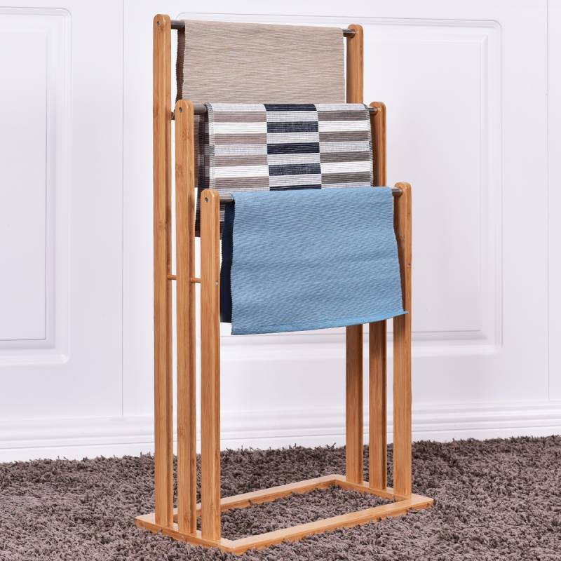 Handtuchhalter Handtuchständer Standhandtuchhalter 3 Stangen Freistehend Bambus von Costway