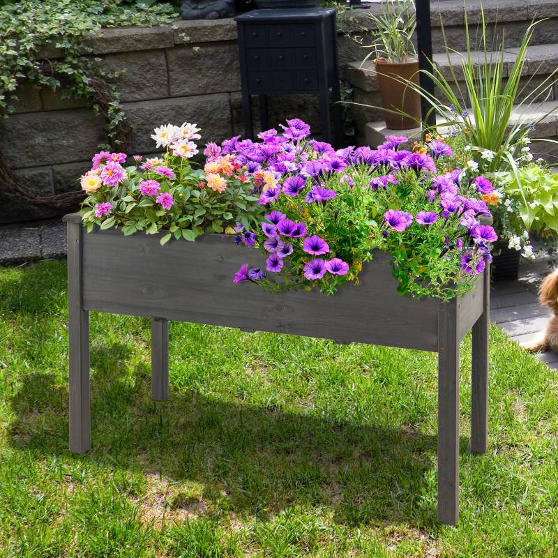 Hochbeet Holz Anzuchtbeet groß Frühbeet Pflanzkübel Pflanzkasten 125 x 59 x 76 cm Grau von Costway