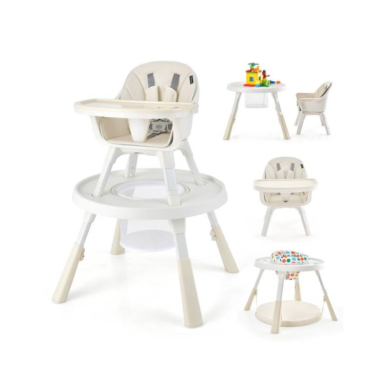 Höhenverstellbarer 6-in-1 Babyhochstuhl Beige Hochstuhl & Essenstuhl & Kindersitzgruppe von Costway