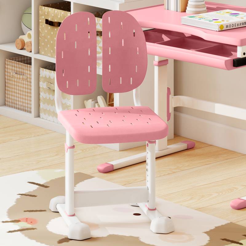 Höhenverstellbarer Kinderstuhl Kinder-Schreibtischstuhl Kinder-Studienstuhl mit Doppel-Rückenstütze Rosa von Costway