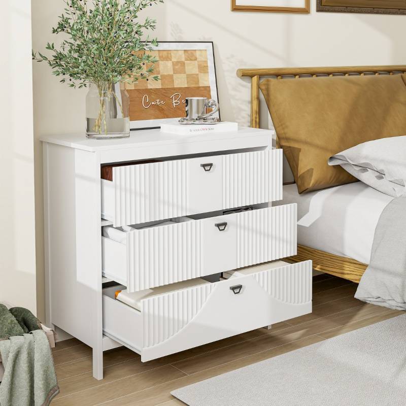 Holz Kommode mit 3 Schubladen & Metallgriffe Modern Sideboard Schubladenschrank von Costway