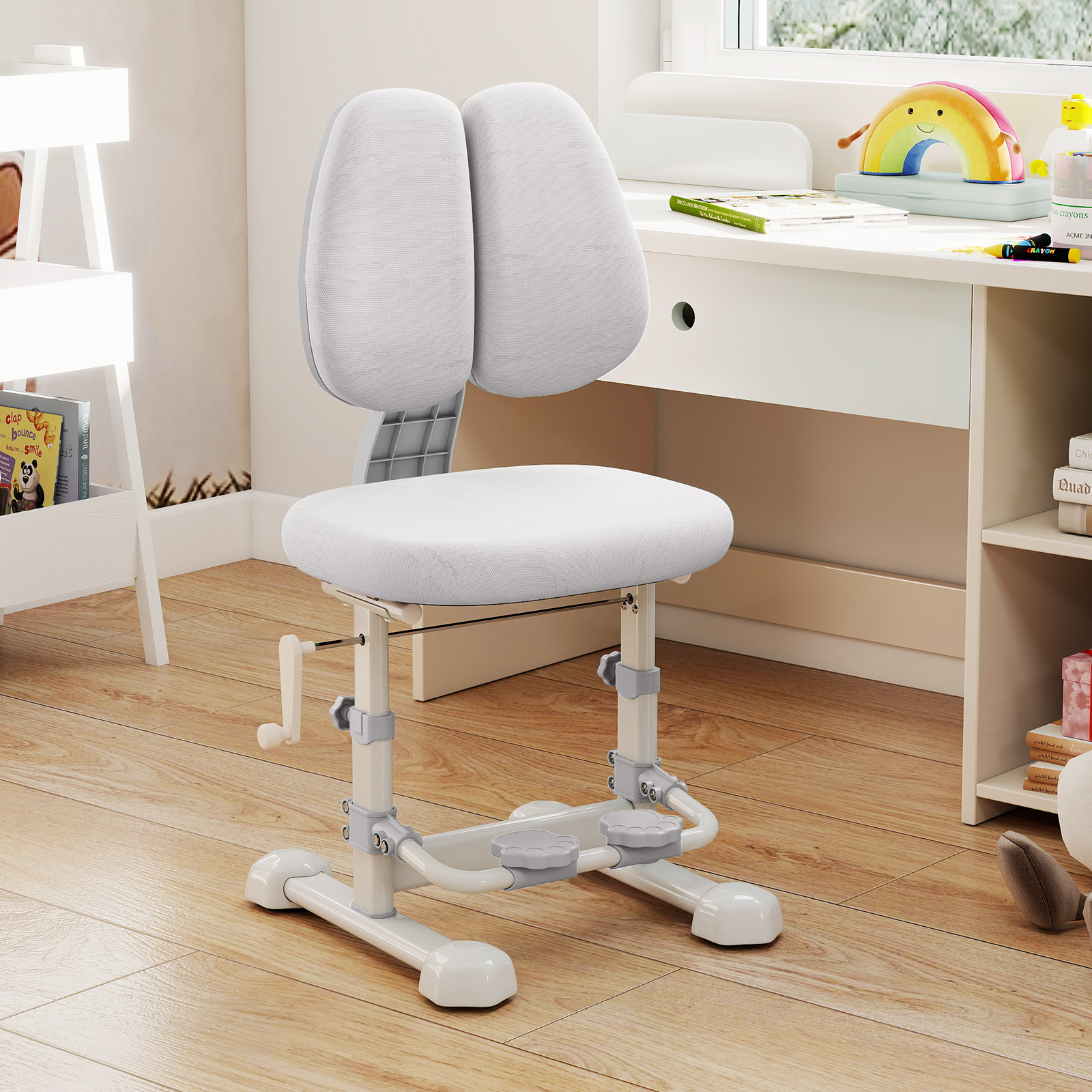 Kinderschreibtischstuhl ergonomischer Kinderstuhl mit verstellbarer Doppelrückenlehne Fußstütze Sitzhöhe Grau Kinderschreibtischstuhl ergonomischer Kinderstuhl mit verstellbarer Doppelrückenlehne Fußstütze Sitzhöhe Grau von Costway