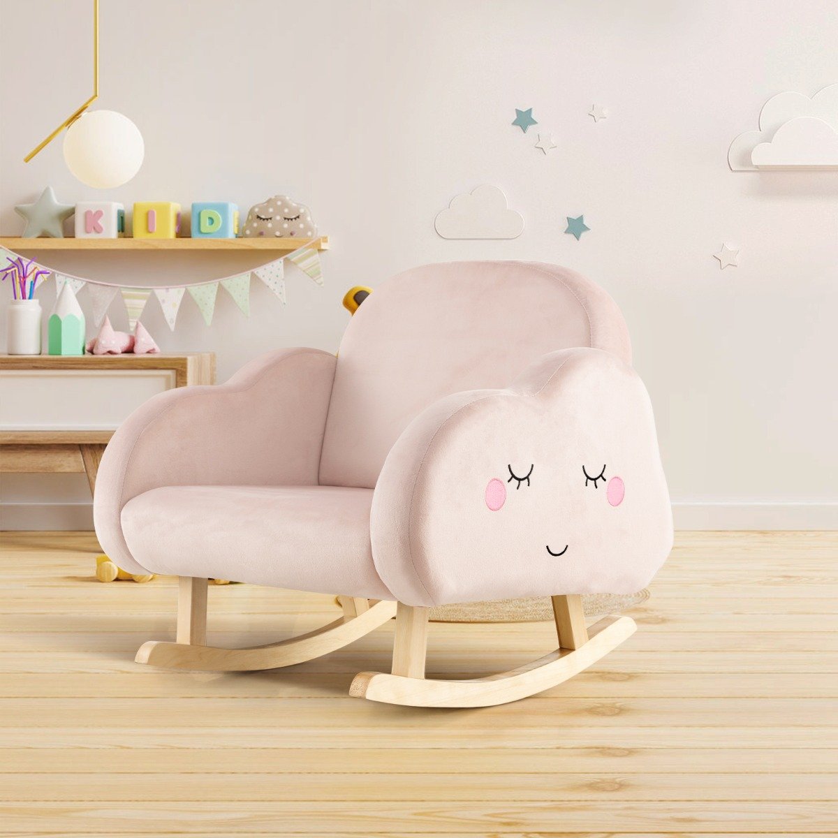 Kindersessel mit Massivholzbeinen Gepolsterter Kindersofa Schaukelstuhl Rosa Wolken Kindersessel mit Massivholzbeinen Gepolsterter Kindersofa Schaukelstuhl Rosa Wolken von Costway