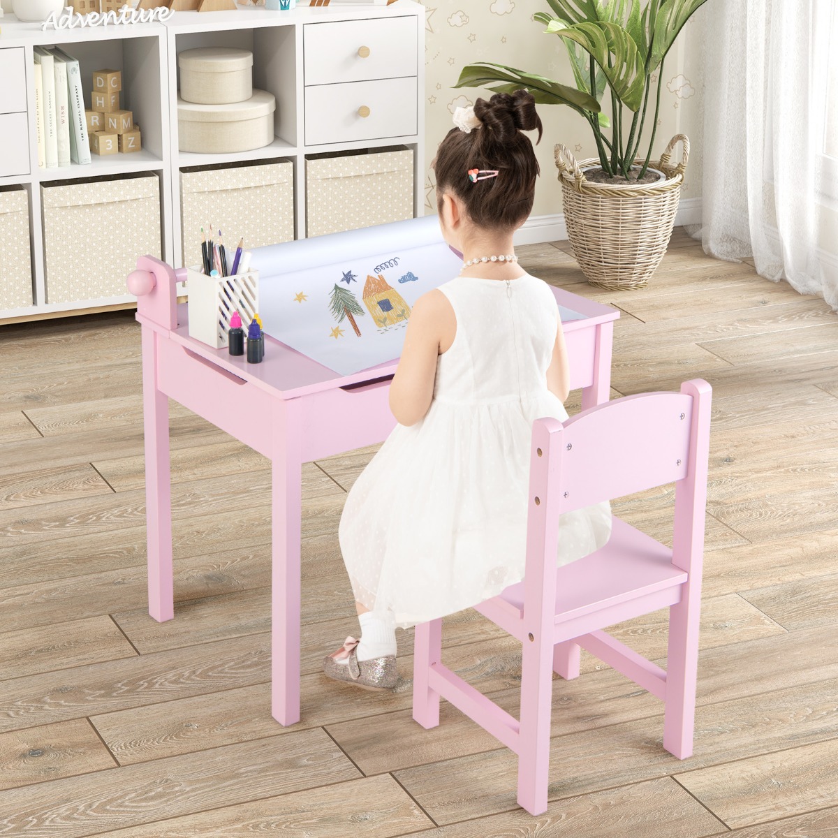 Kindertisch mit Stuhl Sensorisches Tischset für Kinder Rosa Kindertisch mit Stuhl Sensorisches Tischset für Kinder Rosa von Costway