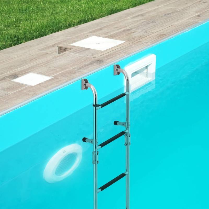 Klappbare 3-stufige Leiter mit Robusten PVC-Stufen & Bodenadapter & Clips 27,5 x 13 x 90 cm von Costway