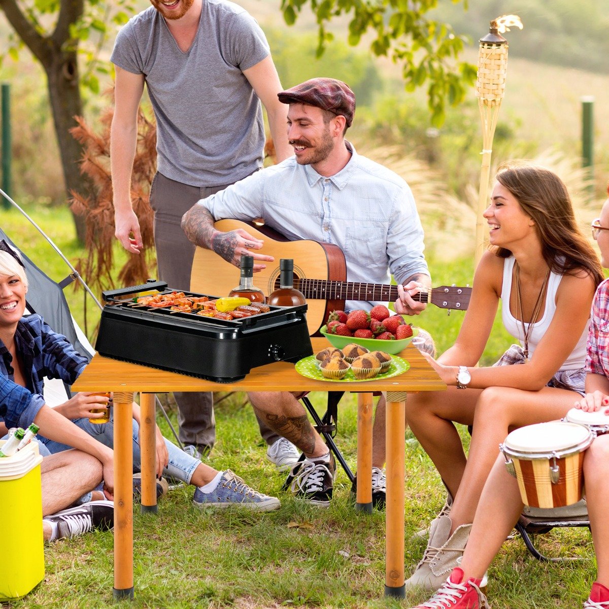 Klappbarer Campingtisch mit Tragetasche für Strand Picknicks & Angelausflüge Natur von Costway