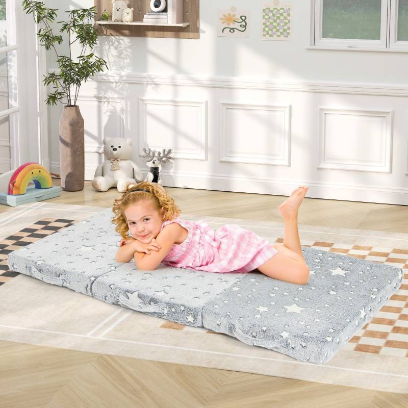 Klappmatratze leuchtende Reisematratze 60 x 120 cm Matratze für Reisebett Grau von Costway