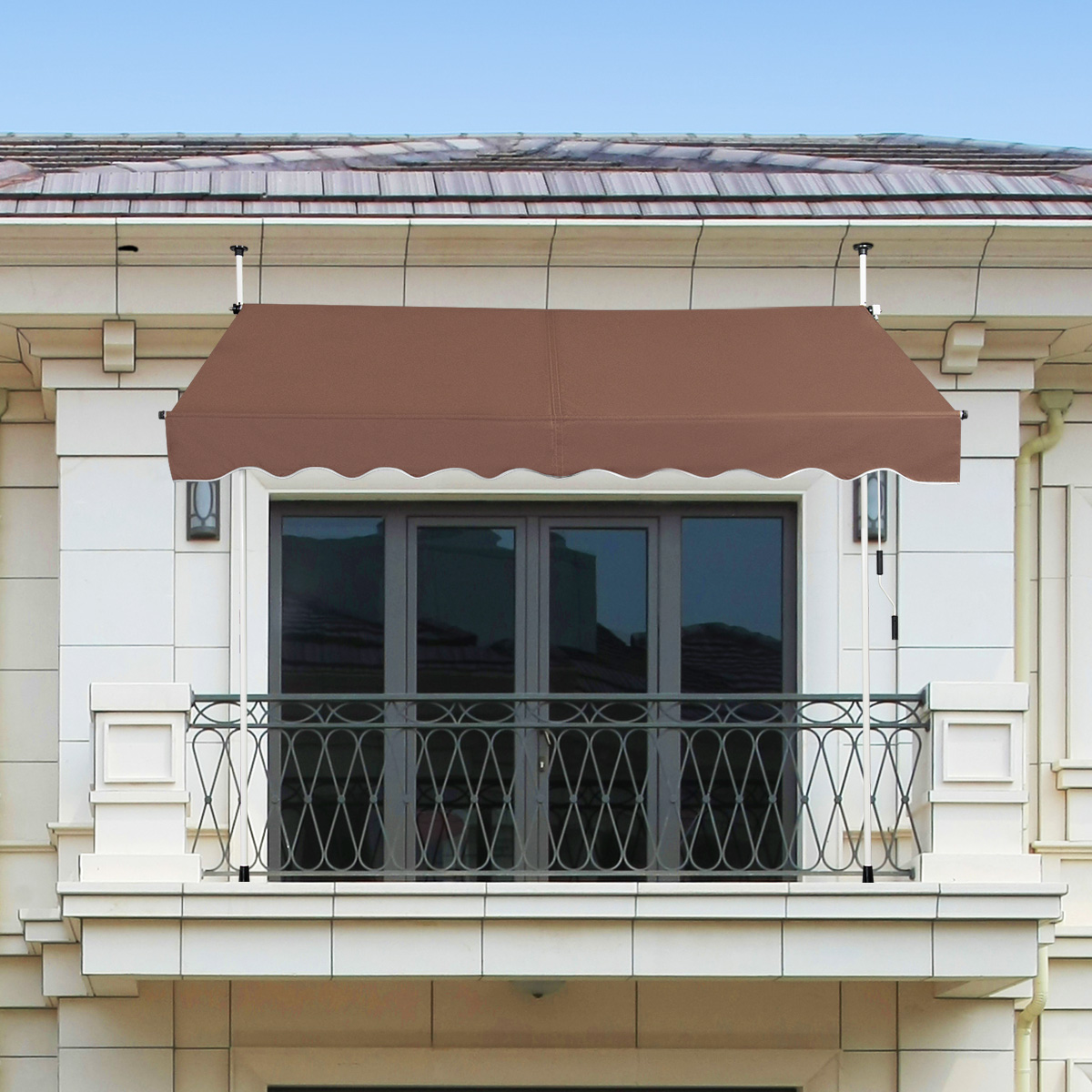 Klemmmarkise 200 cm breit Balkonmarkise ohne Bohren UV-beständig höhenverstellbar Braun Klemmmarkise 200 cm breit Balkonmarkise ohne Bohren UV-beständig höhenverstellbar Braun von Costway