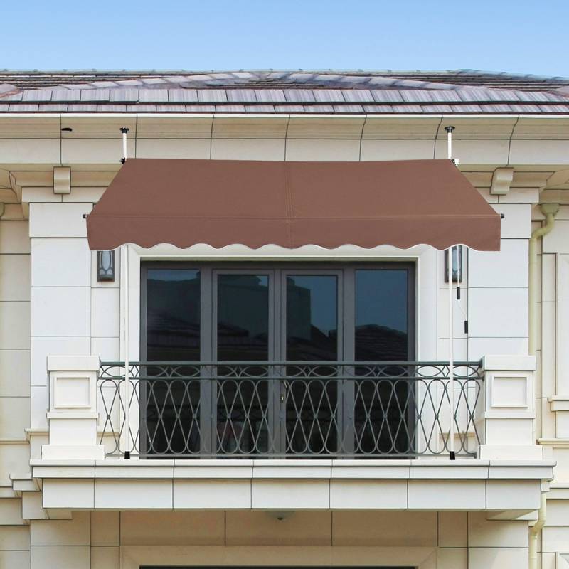 Klemmmarkise 200 cm breit Balkonmarkise ohne Bohren UV-beständig höhenverstellbar Braun von Costway