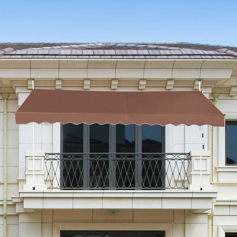 Klemmmarkise 350 cm breit Balkonmarkise ohne Bohren UV-beständig höhenverstellbar Braun von Costway